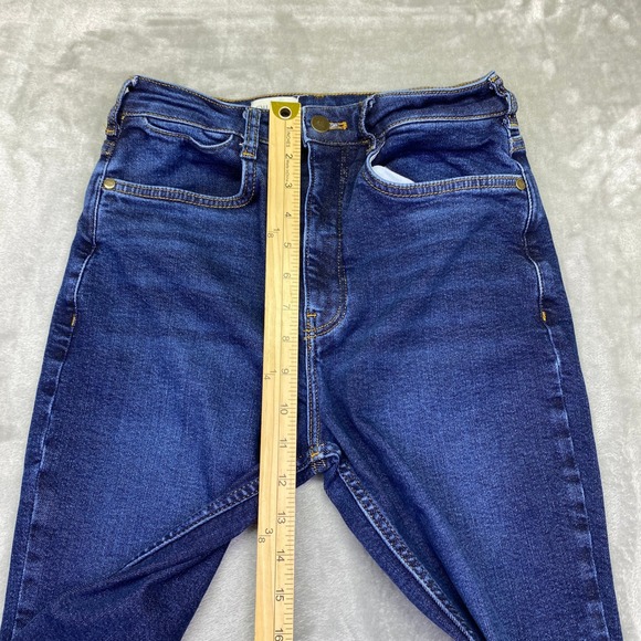 PILCRO High Rise‎ Wide Leg Crop Raw Hem Dark Wash Jeans Womens Size 28 Fits 25" - Picture 2 of 9